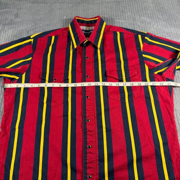 Wrangler Vintage 80s Western Pearl Snap Shirt Stripe Mens Large Brushpopper EUC - Picture 5 of 6
